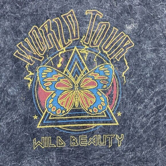Just 'Cause World Tour Wild Beauty Acid Wash Graphic Band T-Shirt Size Large - Picture 2 of 13